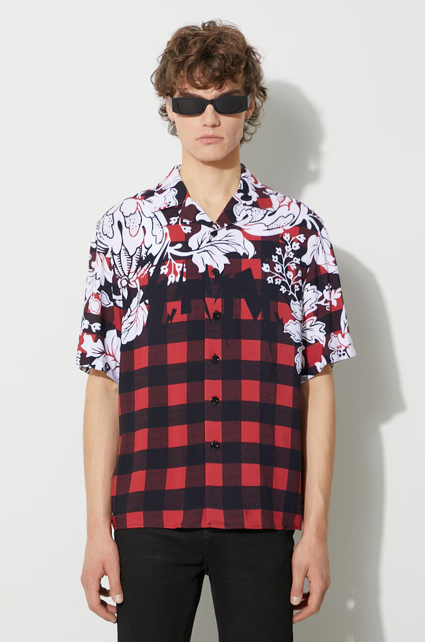 Neil Barrett Риза Neil Barett LOOSE HAWAIIAN CHECK WITH BOLTS