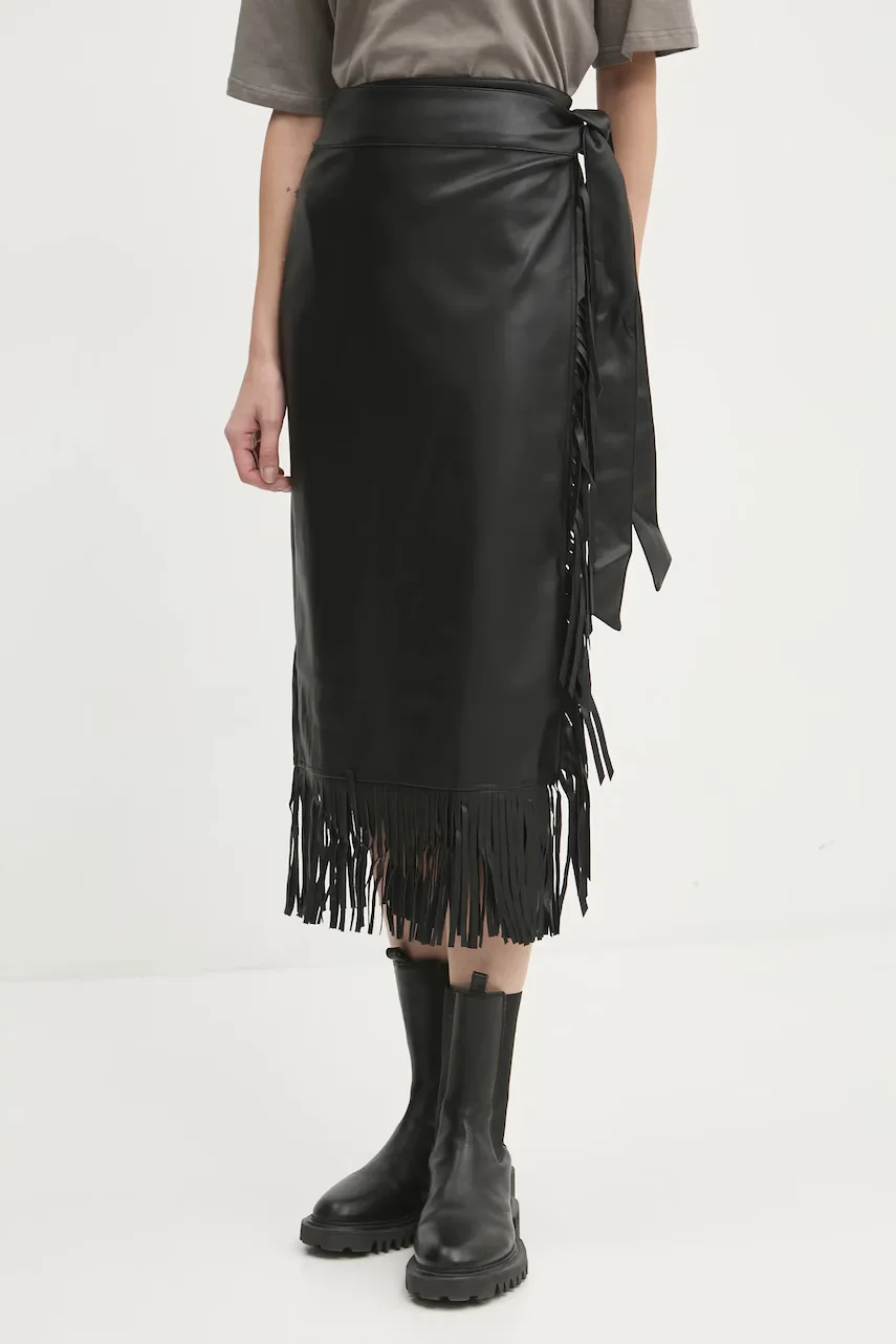 Never Fully Dressed Кожена пола Vegan Leather Fringe Jaspre