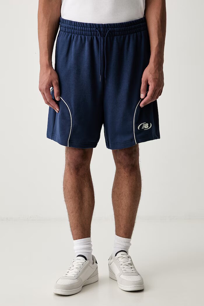 New Balance къс панталон тип анцуг мъжки тъмносин със стандартна талия MB62S8AANNY