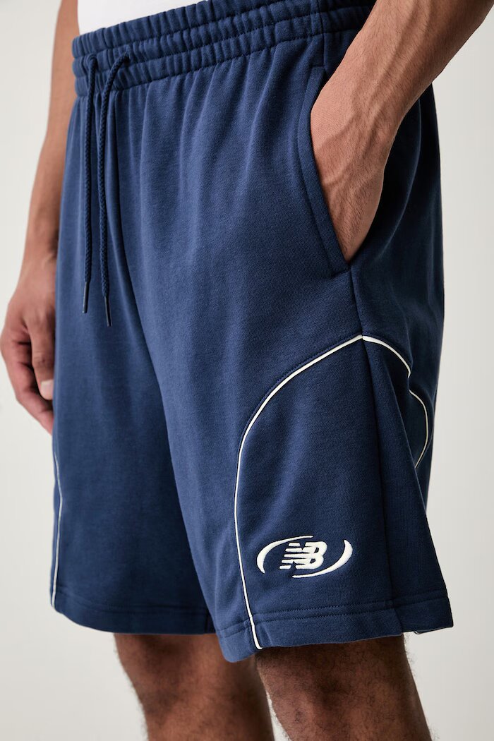 New Balance къс панталон тип анцуг мъжки тъмносин със стандартна талия MB62S8AANNY