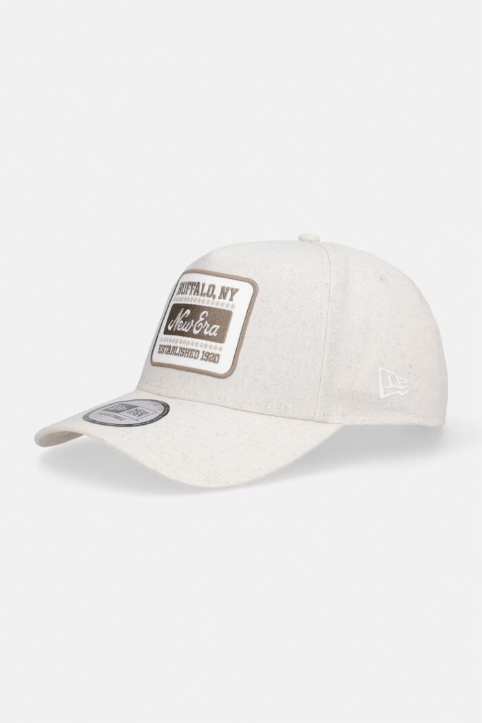 New Era бейзболна шапка от лен OVAL PATCH LINEN EFRAME бежова 60667679