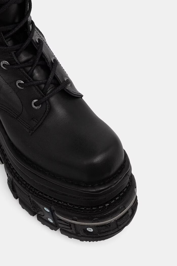 NEW ROCK ботуши под коляното дамски от кожа ITALI NEGRO IMPERFECT TANK NEGRO E-34 черни M-235-C11