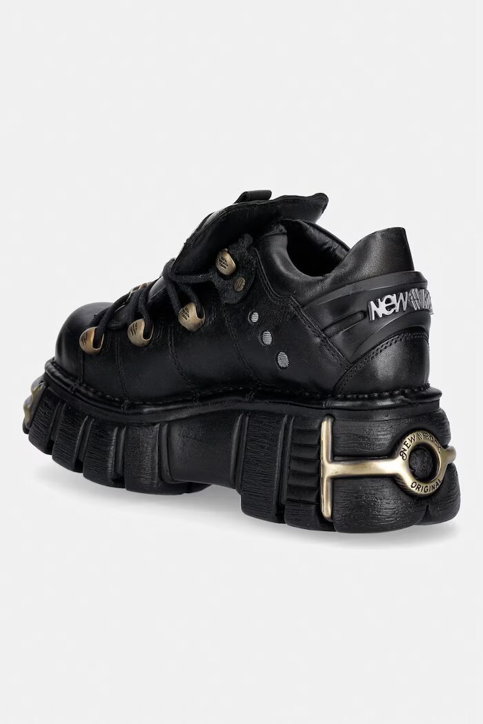 NEW ROCK CRUST NEGRO TOWER NEGRO ORO VIEJO обувки дамски от кожа черни с платформа M-120N-C116