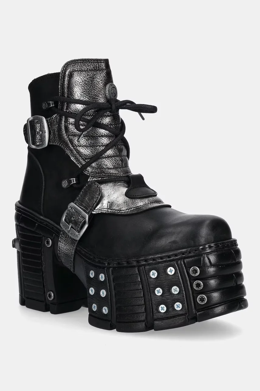NEW ROCK Кожени боти ITALI NEGRO BOX PLANE