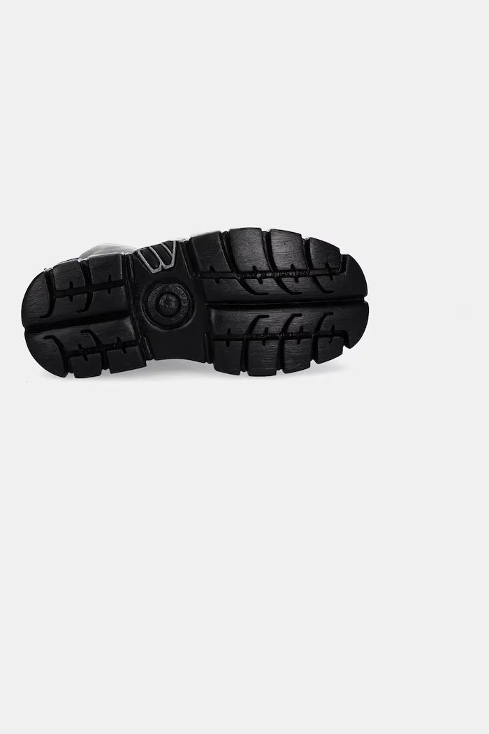 NEW ROCK Кожени ботуши Crust Negro Tower Negro + Lateral в черно с платформа M-NEWMILI083-S39