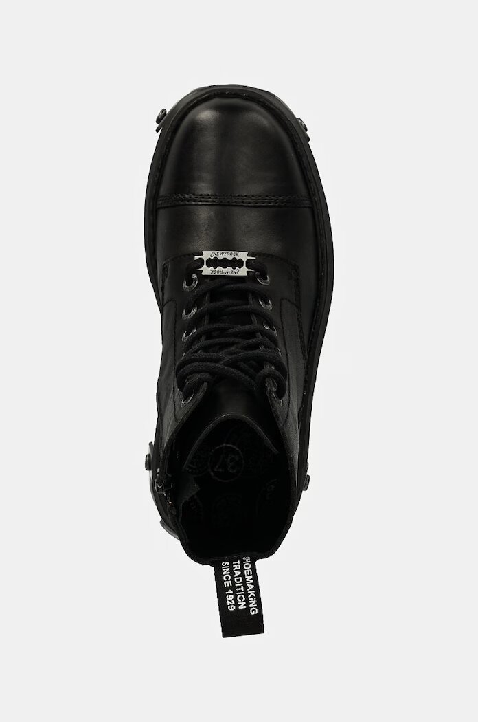 NEW ROCK Кожени кубинки CRUST NEGRO + REACTOR NEGRO в черно с платформа M-WALL083CCT-S12