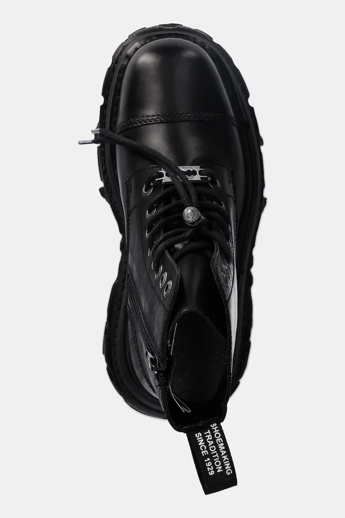 NEW ROCK Кожени кубинки CRUST NEGRO + TANK NEGRO TORNILLOS E-34 в черно с платформа M-MILI083CCT-C4