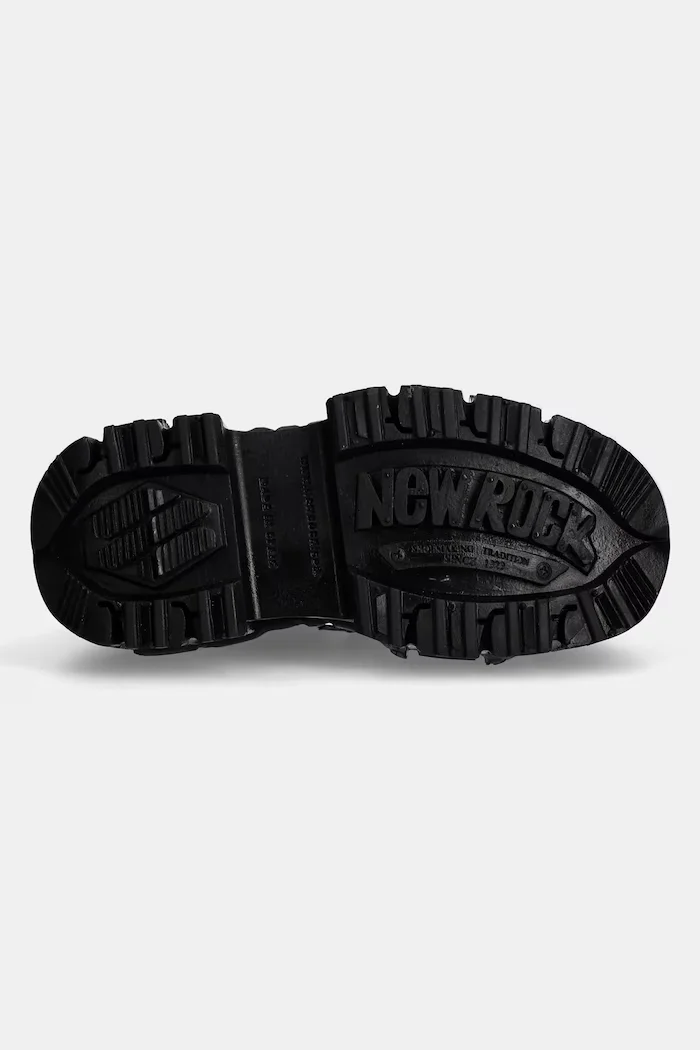 NEW ROCK Кожени кубинки CRUST NEGRO + TANK NEGRO TORNILLOS E-34 в черно с платформа M-MILI083CCT-C4