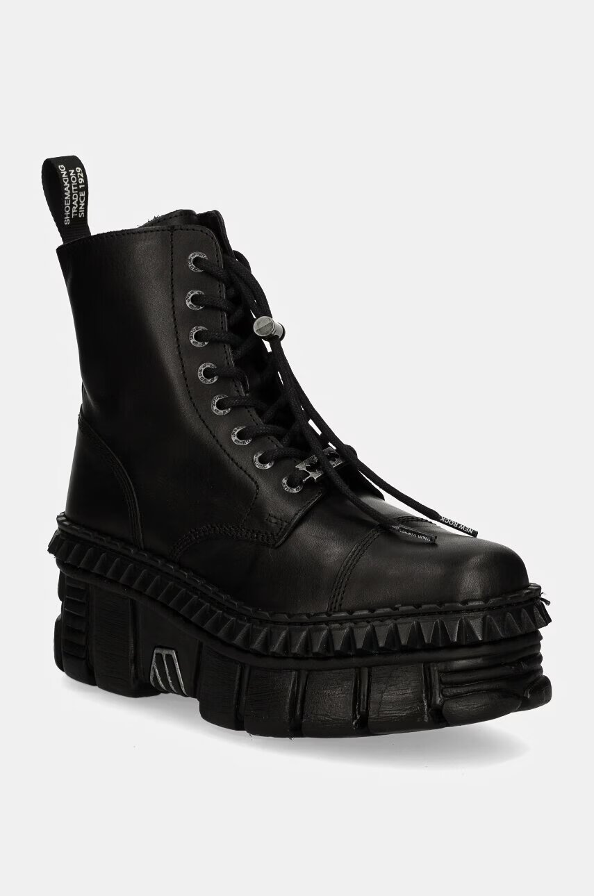 NEW ROCK Кожени кубинки CRUST NEGRO + TOWER CASCO NEGRO