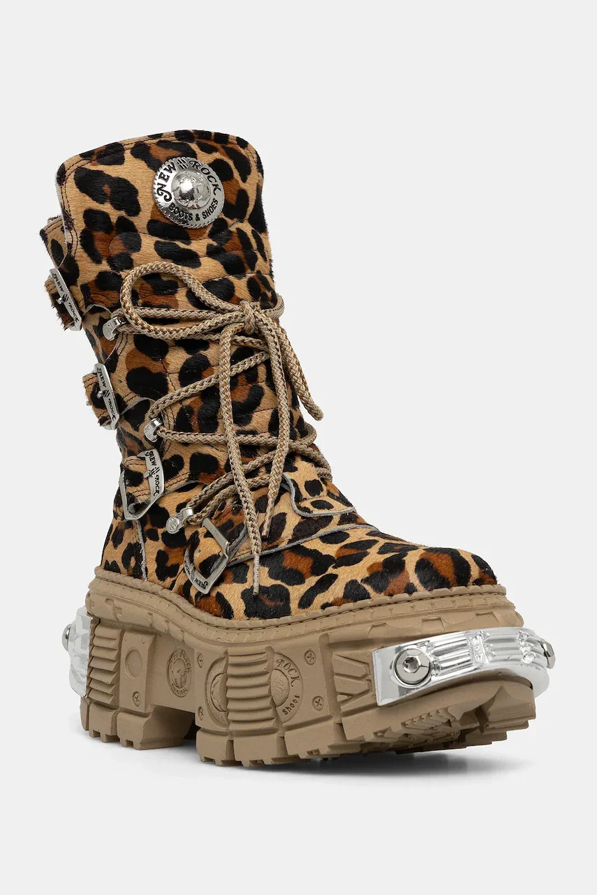 NEW ROCK Кожени кубинки PELO LEOPARDO CUERO