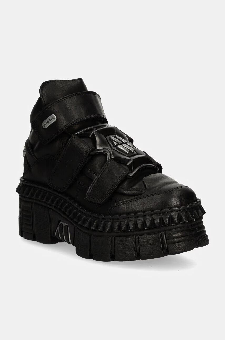 NEW ROCK Кожени маратонки CRUST NEGRO NEGRO + TOWER CASCO NEGRO