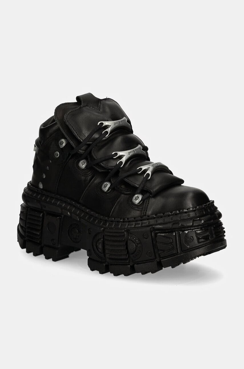 NEW ROCK Кожени маратонки CRUST NEGRO + TANK CASCO NEGRO