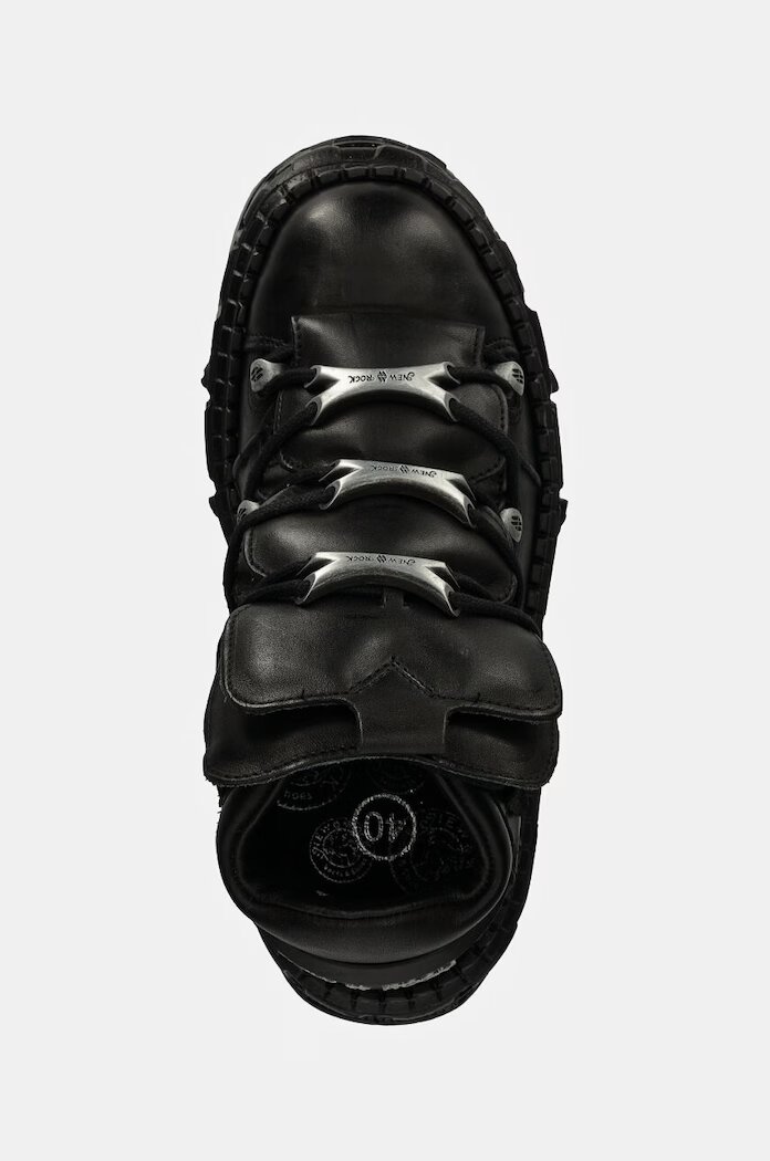 NEW ROCK Кожени маратонки CRUST NEGRO + TANK CASCO NEGRO в черно M-WALL106-S12