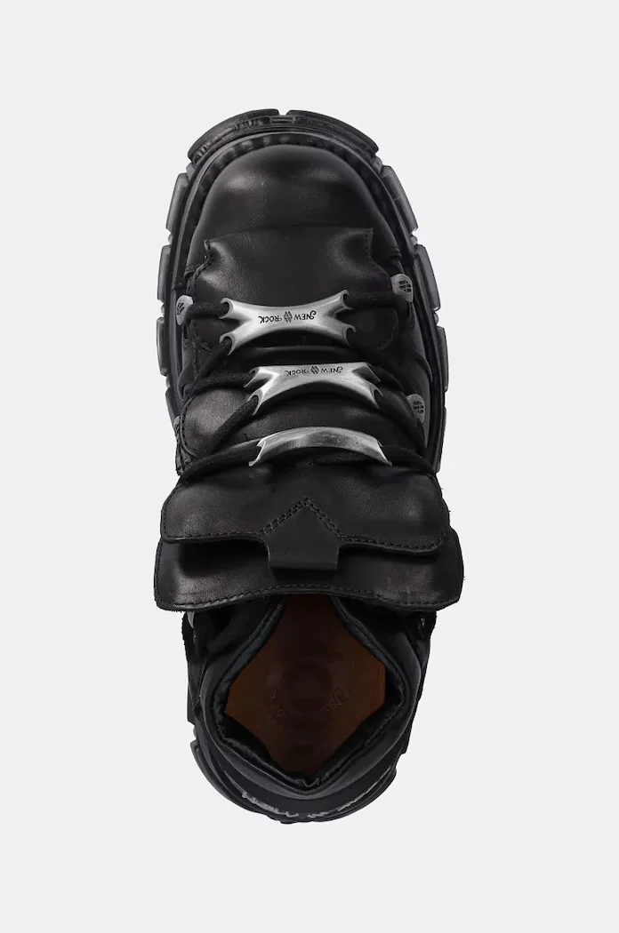 NEW ROCK Кожени маратонки Negro + Nomada Negro + Tower Negro Lateral E-14 в черно M-106-S29