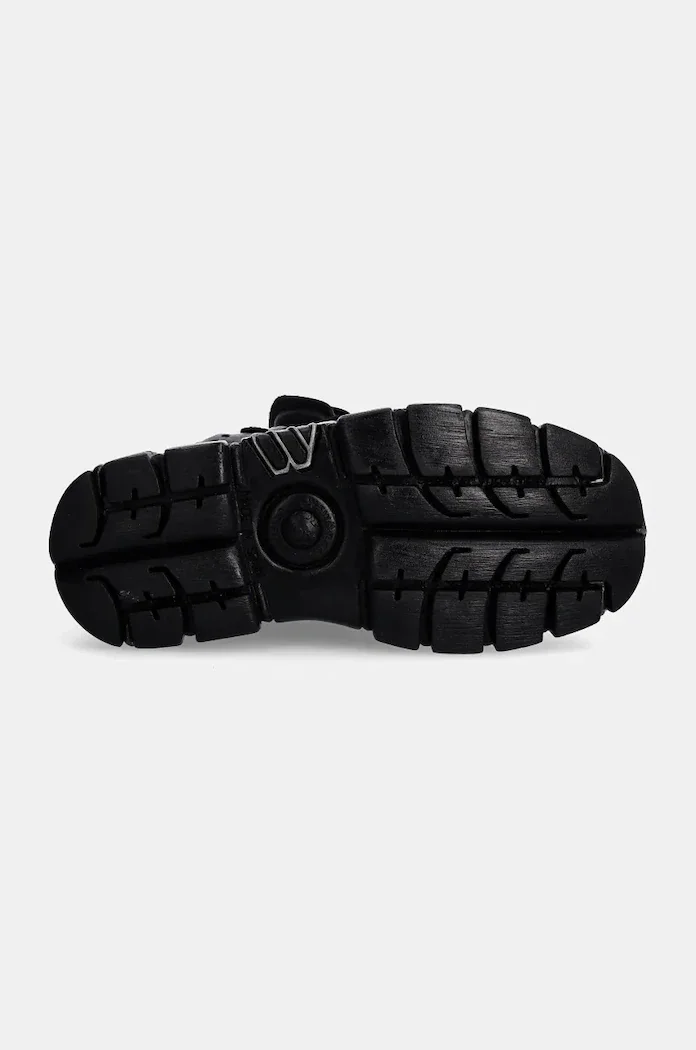 NEW ROCK Кожени маратонки Nomada Negro + Tower Negro Lateral E14 Acero в черно M-106-S112