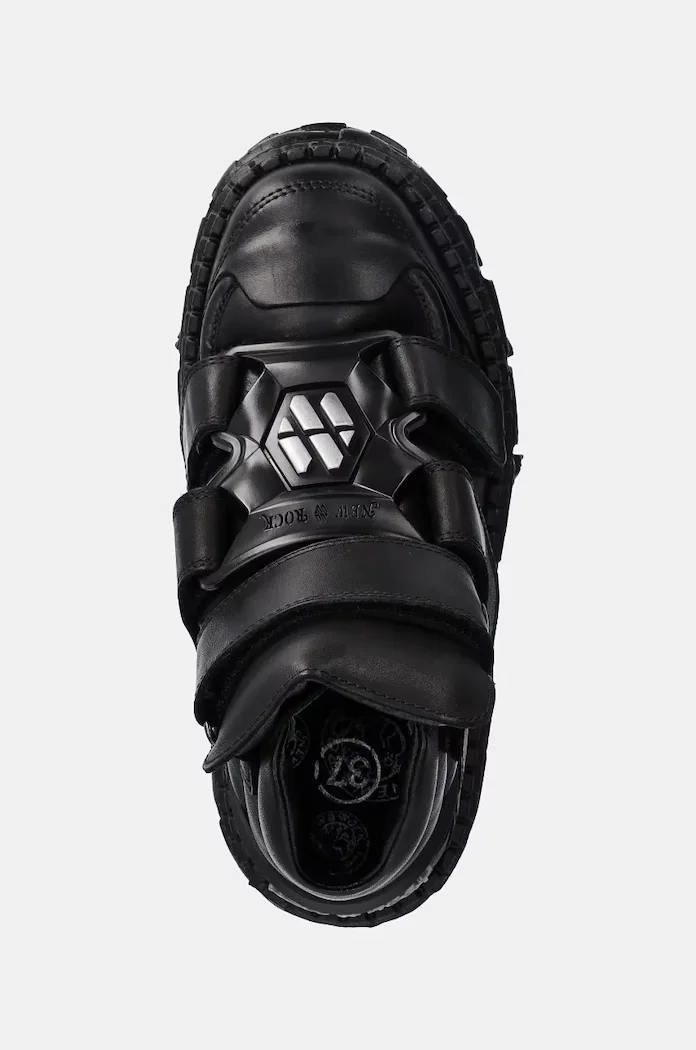 NEW ROCK Кожени обувки Crust Negro Negro + Tank Casco Negro в черно с платформа M-WALL285-S2