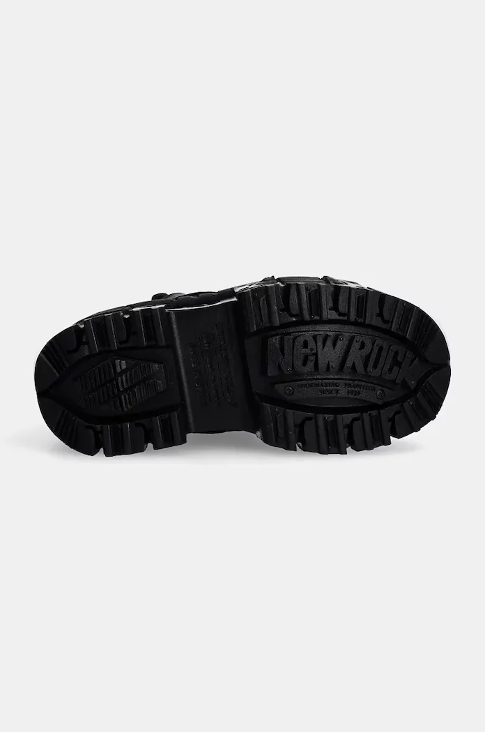 NEW ROCK Кожени обувки Crust Negro Negro + Tank Casco Negro в черно с платформа M-WALL285-S2