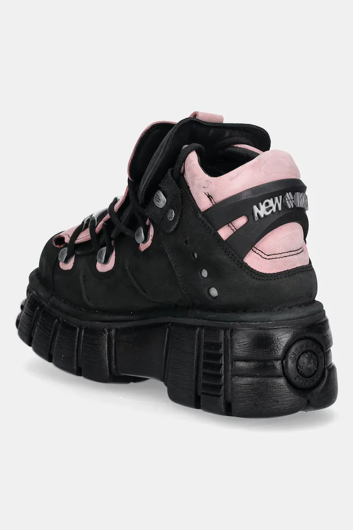 NEW ROCK Маратонки от набук Nobuck Negro + Nobuck Rosa + Tower Negro Lateral в черно M-106-C26