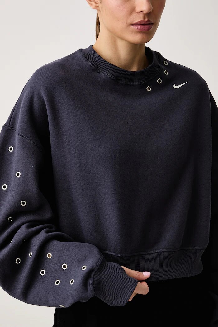 nike sportswear суичър дамски с памук Studio Fleece сив IX7045.013