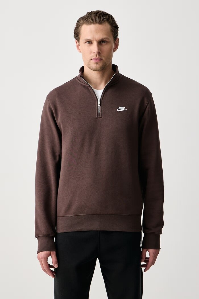 nike sportswear суичър мъжки с памук Club кафяв FN3864.237
