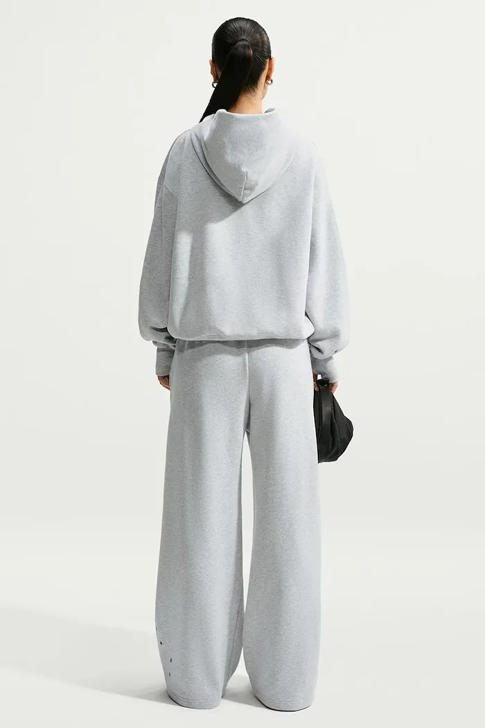 nike sportswear суичър с качулка дамски с памук Studio Fleece сив IX7043.012