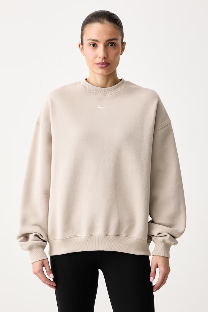 nike sportswear уголемен суичър дамски с памук Studio Fleece бежов IM8082.236