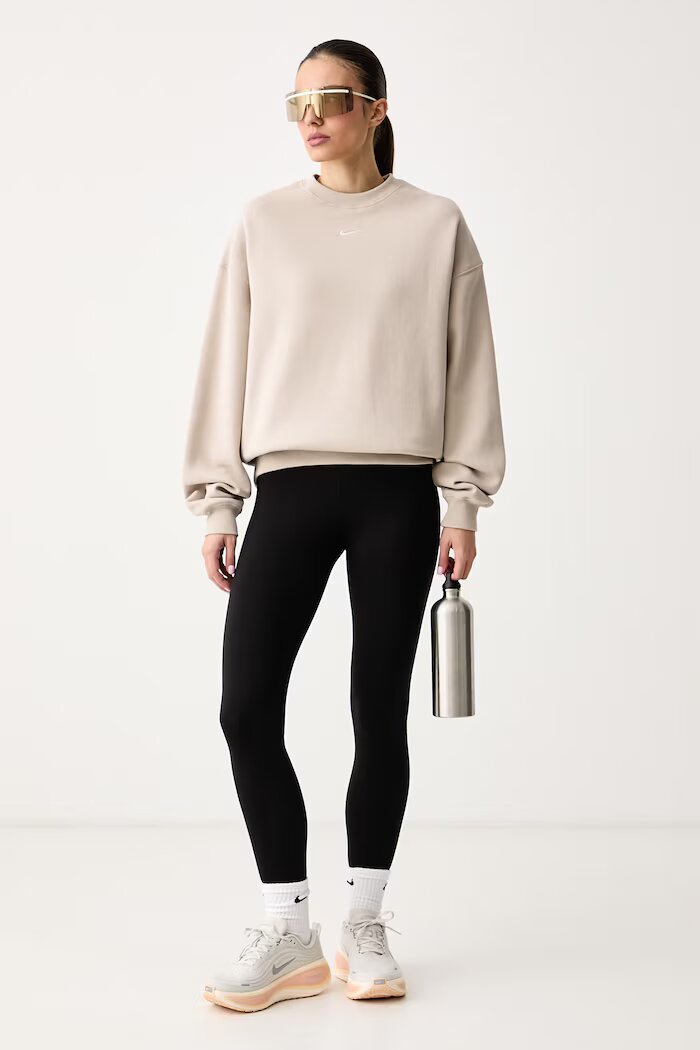 nike sportswear уголемен суичър дамски с памук Studio Fleece бежов IM8082.236