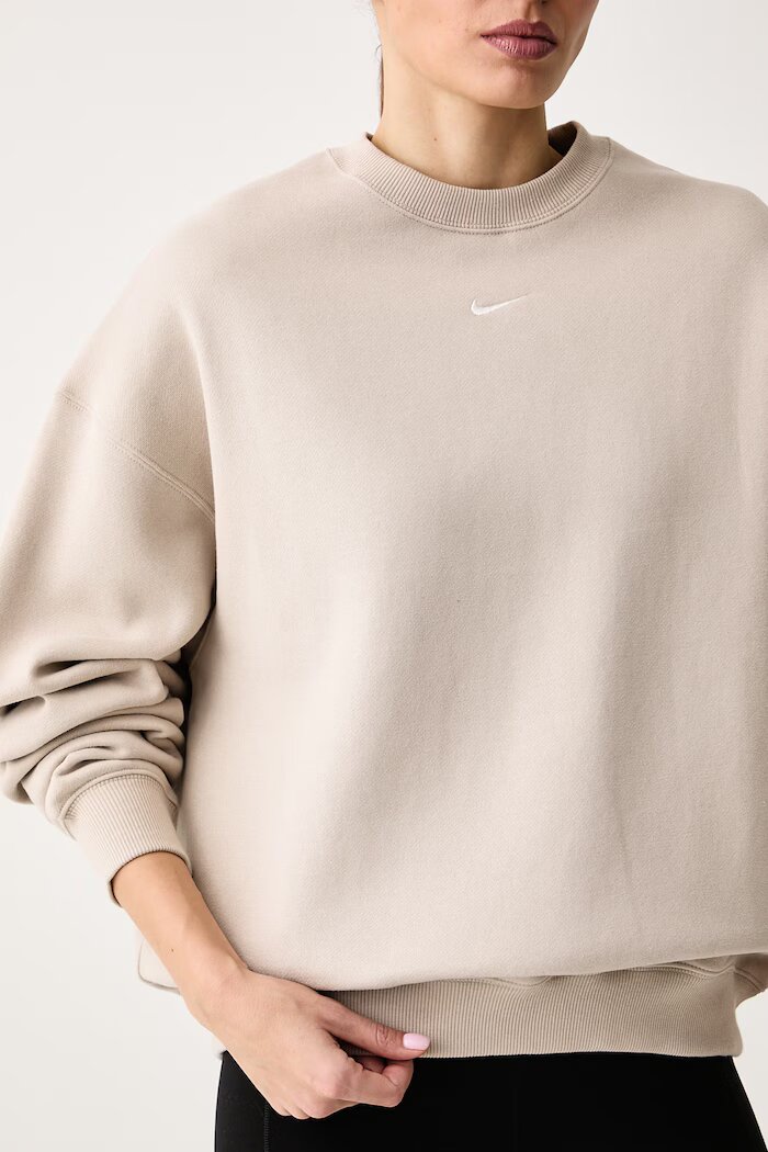 nike sportswear уголемен суичър дамски с памук Studio Fleece бежов IM8082.236