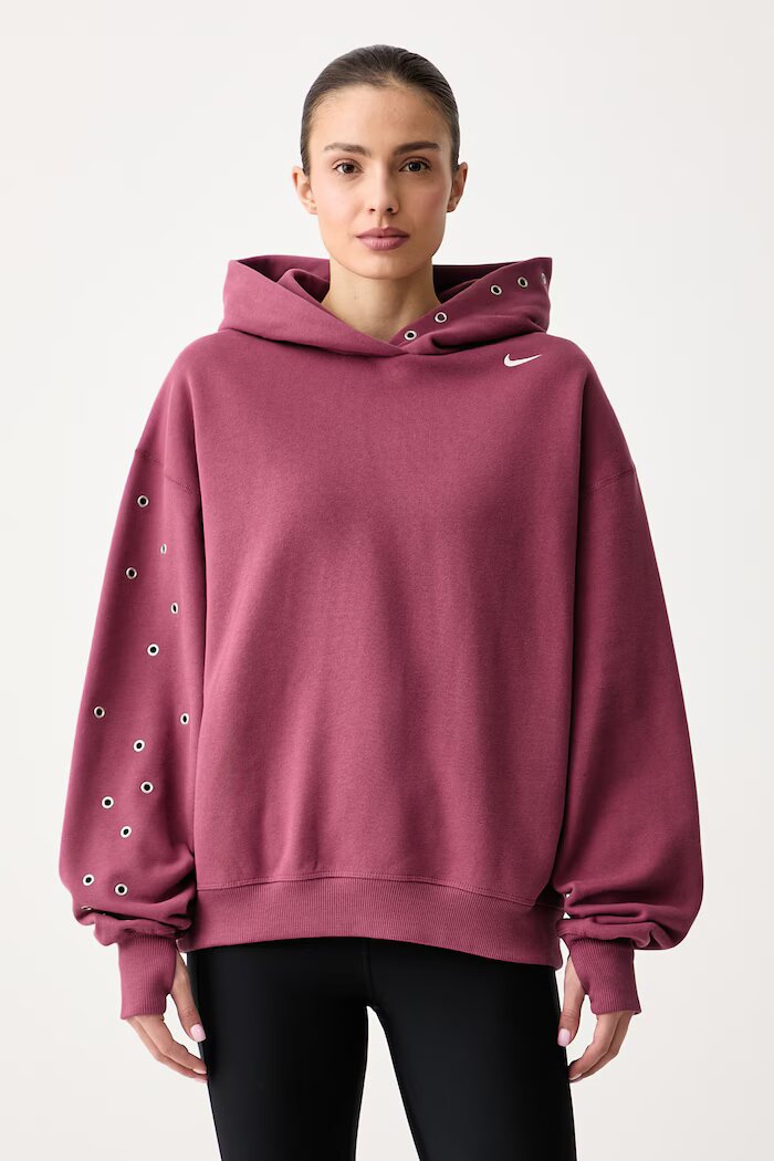 nike sportswear уголемен суичър дамски с памук Studio Fleece розов IX7043.654
