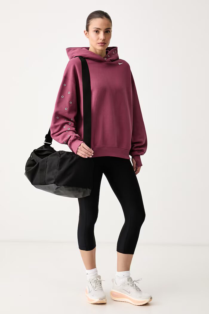nike sportswear уголемен суичър дамски с памук Studio Fleece розов IX7043.654