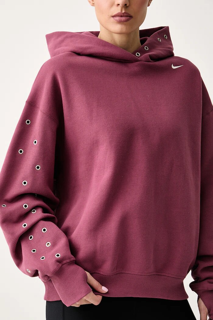 nike sportswear уголемен суичър дамски с памук Studio Fleece розов IX7043.654