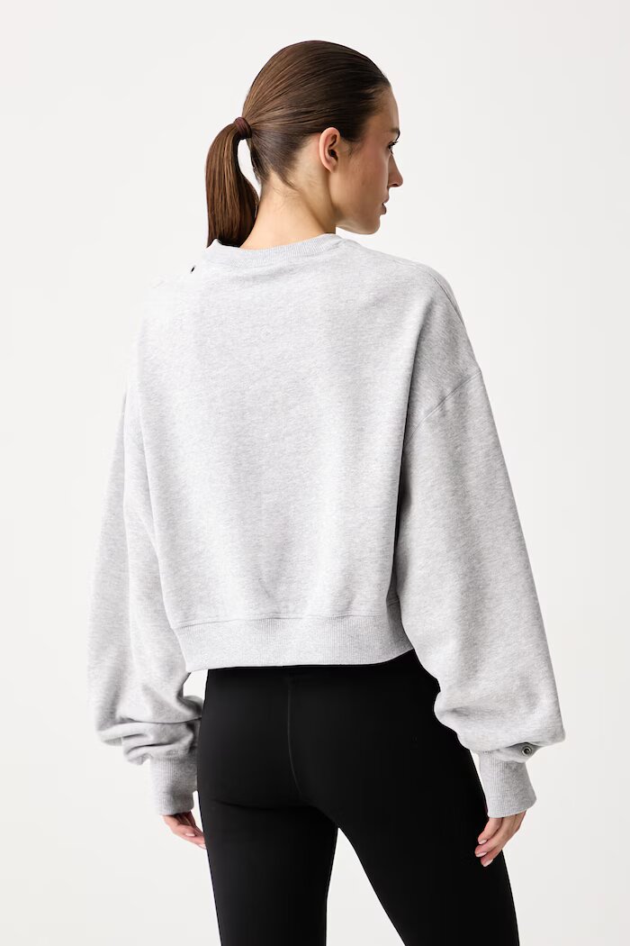 nike sportswear уголемен суичър дамски с памук Studio Fleece сив IX7045.012