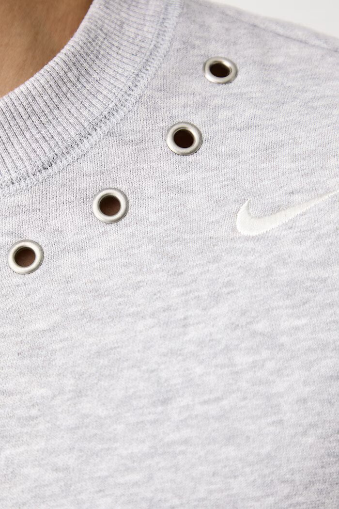nike sportswear уголемен суичър дамски с памук Studio Fleece сив IX7045.012