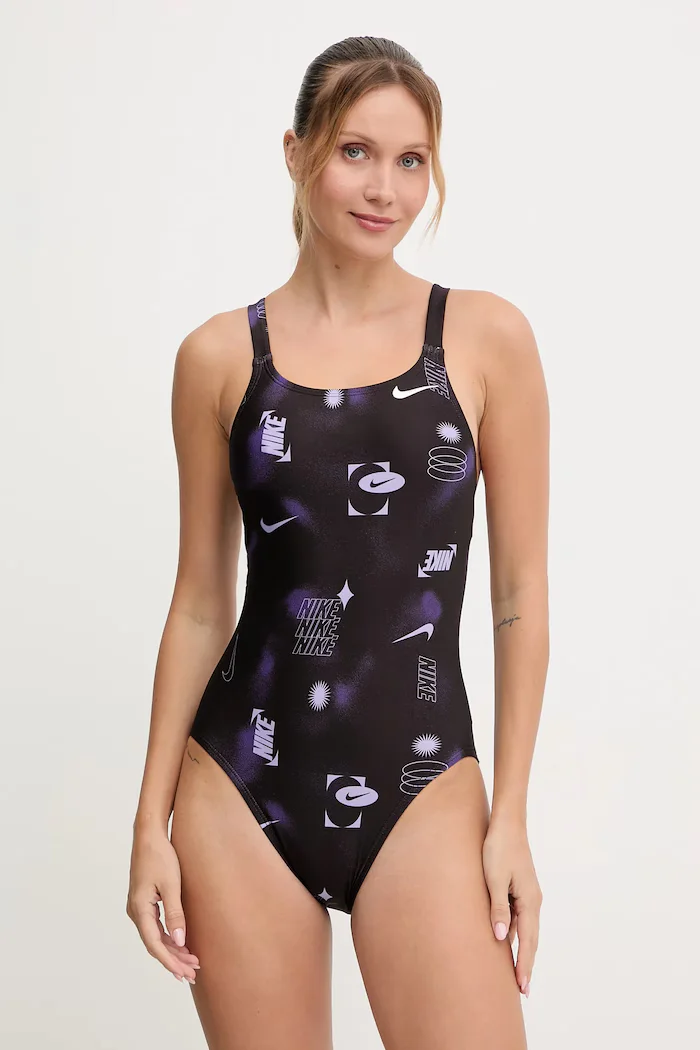 Nike Цял бански в черно с меки чашки NESSF014