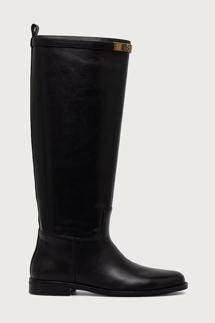 Nokwol ботуши под коляното дамски от кожа Vera Black Leather черни Vera Black Leather