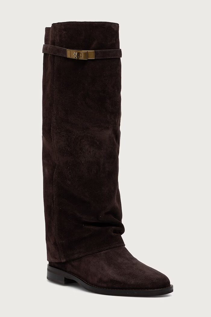Nokwol ботуши под коляното дамски от кожа Vespa Brown Double Dye Suede кафяви Vespa Brown Double Dye Suede