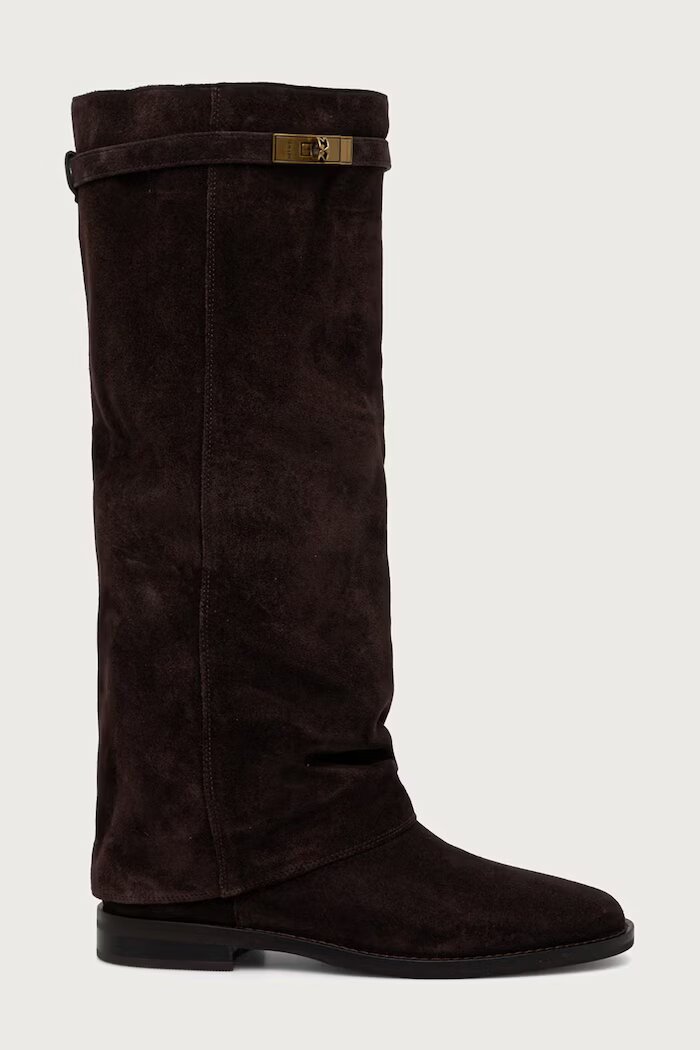 Nokwol ботуши под коляното дамски от кожа Vespa Brown Double Dye Suede кафяви Vespa Brown Double Dye Suede