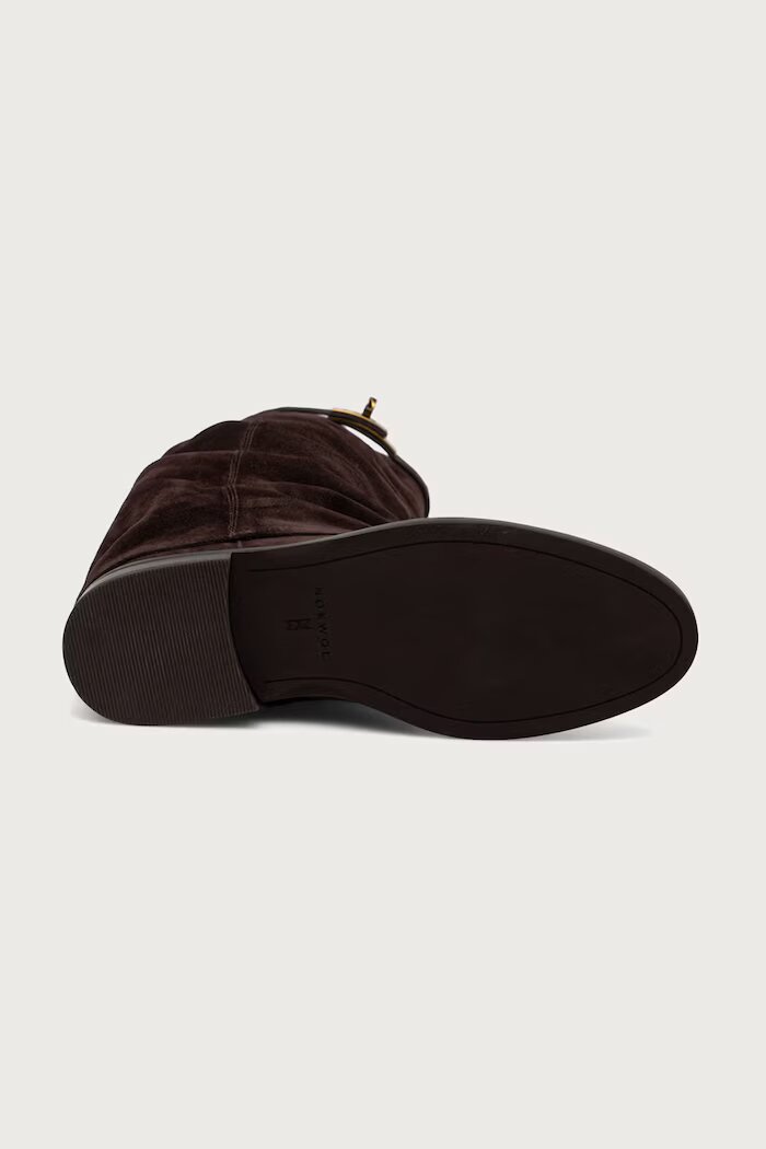 Nokwol ботуши под коляното дамски от кожа Vespa Brown Double Dye Suede кафяви Vespa Brown Double Dye Suede