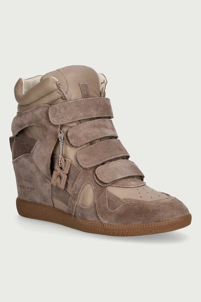 Nokwol Eden Marmo Leather маратонки дамски от велур бежови Eden Marmo Leather