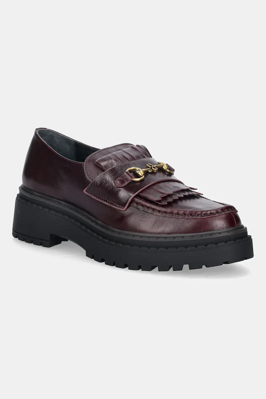 Nokwol Кожени мокасини Perry Burgundy Leather