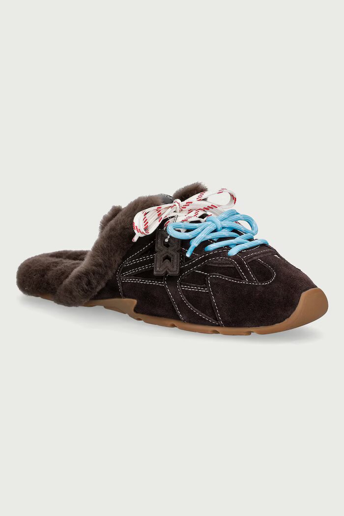 Nokwol пантофи дамски от кожа Atlas Mule Brown Suede кафяви Atlas Mule Brown Suede