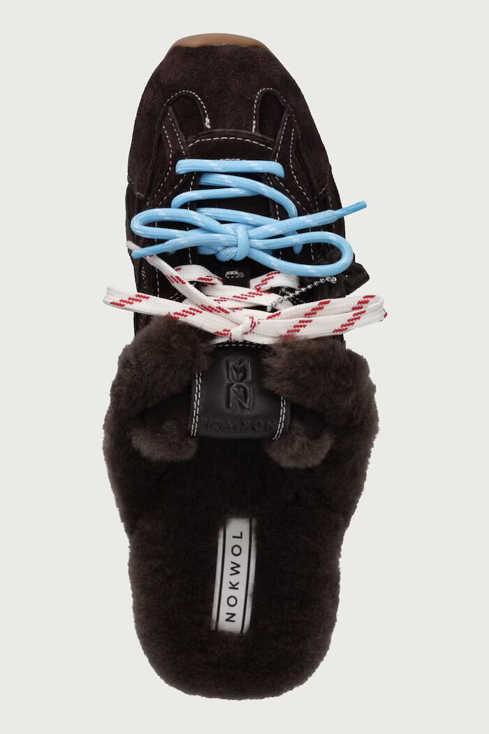 Nokwol пантофи дамски от кожа Atlas Mule Brown Suede кафяви Atlas Mule Brown Suede