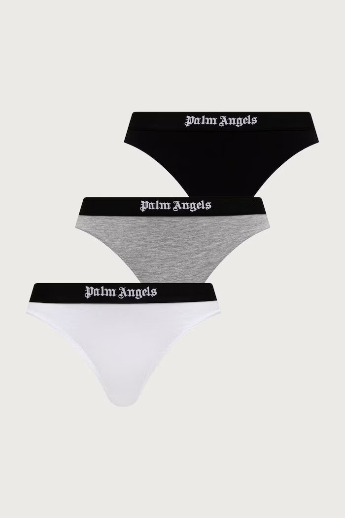 Palm Angels прашки дамски с памук 3 броя бели PLA1UWBT01TR