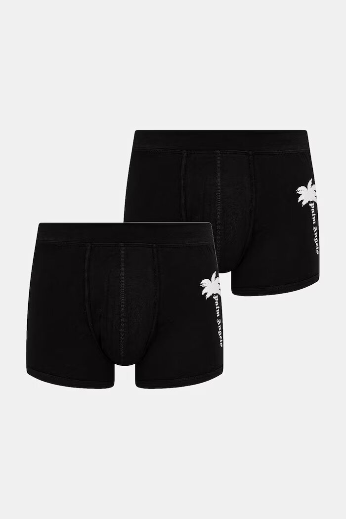 Palm Angels Прилепнали боксерки мъжки от памук с еластан 2 броя черни PLA1UMBTR09BI