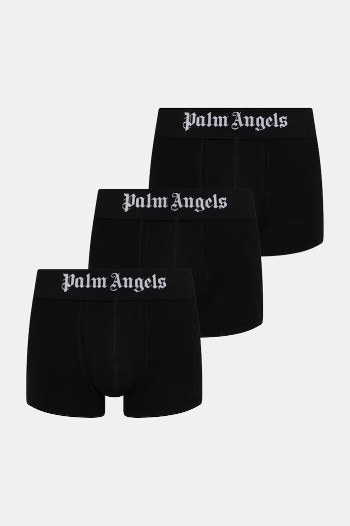 Palm Angels прилепнали боксерки мъжки от памук с еластан 3 броя черни PLA1UMBTR01TR