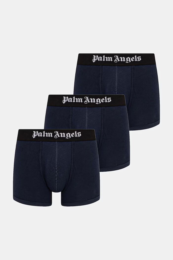 Palm Angels Прилепнали боксерки мъжки от памук с еластан 3 броя тъмносини PLA1UMBTR01TR