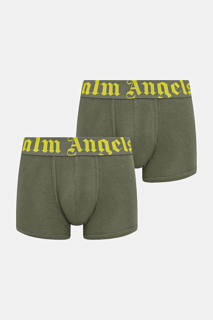 Palm Angels прилепнали боксерки мъжки с памук 2 броя зелени PLA1UMBTR11BI