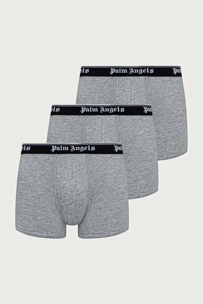 Palm Angels прилепнали боксерки мъжки с памук 3 броя сиви PLA1UMWTR04TR