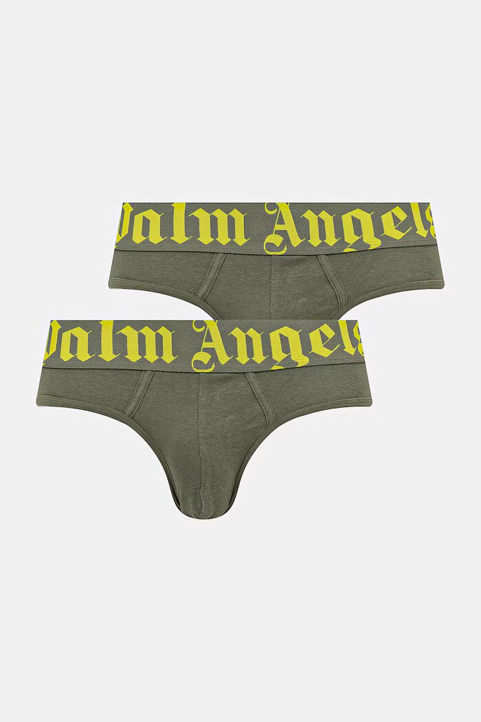 Palm Angels слипове мъжки с памук 2 броя зелени PLA1UMBSP08BI