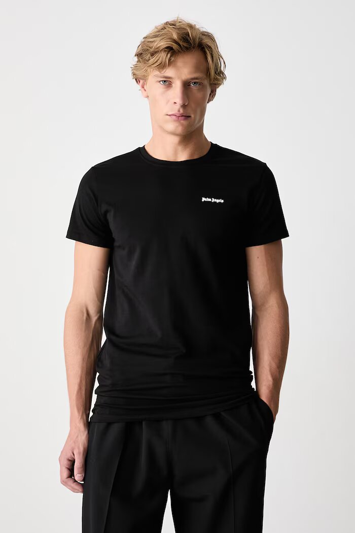 Palm Angels тениска basic мъжка от памук с еластан 2 броя черна PLA1UMBTS01BI